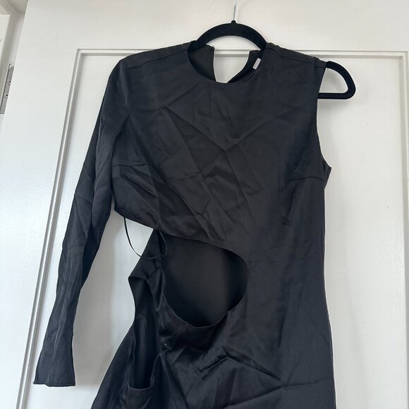 NWT Mother Of All Vesta Asymmetrical Dress Black Sz Small Cut-out One Shoulder - Picture 9 of 11